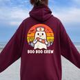 Boo Boo Crew Halloween Nurse Ghost Halloween Women Oversized Hoodie Back Print Maroon Boo Boo Crew Halloween Nurse Ghost Halloween Women Oversized Hoodie Back Print Maroon