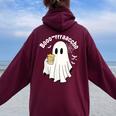 Borracho Halloween Drink Beer Mexican Drunk Ghost Spanish Women Oversized Hoodie Back Print Maroon