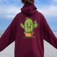 Cactus Inaso Di Fiori Con Pollice Up Costume Felpa con cappuccio oversize da donna con stampa posteriore Maroon