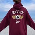 Calcio Sister Game Day Cute Leopard Pattern Cuore Felpa con cappuccio oversize da donna con stampa posteriore Maroon