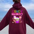 Candy Land Costume Candy Crew Candy Security Women Oversized Hoodie Back Print Maroon