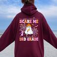 You Can't Scare Me I Teach 3Rd Grade Teacher Ghost Halloween Women Oversized Hoodie Back Print Maroon