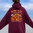 Caring For The Cutest Turkeys Nicu Nurse Thanksgiving Women Oversized Hoodie Back Print Maroon