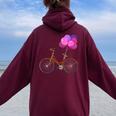 Ciclismo Palloncini Ragazze Donne Bici Regalo Bicicletta Felpa con cappuccio oversize da donna con stampa posteriore Maroon