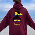 Colombiana Colombiana Girl Colombia Felpa con cappuccio oversize da donna con stampa posteriore Maroon