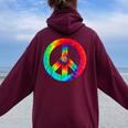 Cool Peace Sign Tie Dye Per Ragazzi E Ragazze Felpa con cappuccio oversize da donna con stampa posteriore Maroon