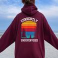 Currently Unsupervised Sayings Sarcasm Sarcastic Women Oversized Hoodie Back Print Maroon