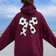 Cute Coquette Bow Game Day Soccer Mom Life Team Sports Women Oversized Hoodie Back Print Maroon