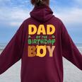 Dad And Mom Birthday Boy Lion Family Party Decorations Women Oversized Hoodie Back Print Maroon