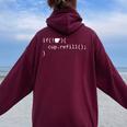 Divertente Coffee Coder Coding Caffein Computer Science Nerd Felpa con cappuccio oversize da donna con stampa posteriore Maroon