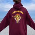 Divertente Pizza Regina Pizzeria Fetta Donne Ragazze Felpa con cappuccio oversize da donna con stampa posteriore Maroon