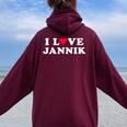 Donna Amo Jannik Matching Girlfriend & Fidanzato Jannik Nome Con Collo A Felpa con cappuccio oversize da donna con stampa posteriore Maroon