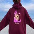 Donna Ellie Carino Personalizzato Farfalla Personalizzato Bambini Ragazze Nome Con Collo A Felpa con cappuccio oversize da donna con stampa posteriore Maroon