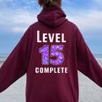 Donna Regali Di 15 ° Compleanno Per Ragazza Di 15 Anni Felpa con cappuccio oversize da donna con stampa posteriore Maroon