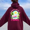 I Dont Give A Flock Retro Summer Vibes Flamingo Beach Women Oversized Hoodie Back Print Maroon
