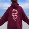 Dragon Japonais Fleur De Cerisierintage Fille Maman Sweat à capuche oversize pour femme avec imprimé dans le dos Maroon
