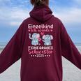 Einzelkind Ich Werde Eine Große Schwester 2025 Elefante Felpa con cappuccio oversize da donna con stampa posteriore Maroon