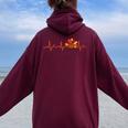 Ekg Heartbeat Turkey Nurse Nursing School Fall Thanksgiving Women Oversized Hoodie Back Print Maroon