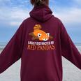 Facilmente Distratto Dai Panda Rossi Red Pandas Felpa con cappuccio oversize da donna con stampa posteriore Maroon