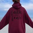 Faith Over Fear Cute Distressed Inspirational Spiritual Tank Top Women Oversized Hoodie Back Print Maroon
