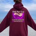 Faith Hope Love Purple Butterfly Cluster Headaches Awareness Women Oversized Hoodie Back Print Maroon