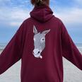 Fattoria Animali Asini Asino Mulo Somaro Felpa con cappuccio oversize da donna con stampa posteriore Maroon