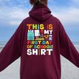 First Day Of School Boys Girls Back To School Felpa con cappuccio oversize da donna con stampa posteriore Maroon