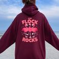 Our Flock Rocks Flamingo Fun Group Matching Women Oversized Hoodie Back Print Maroon