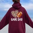 Football Game Day Leopard Cheetah Game Day Football Women Oversized Hoodie Back Print Maroon