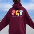 Patient Care Tech Groovy Pct Patient Care Technician Women Oversized Hoodie Back Print Maroon