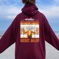 Make Thanksgiving Great Again Autumn Fall Leaves Women Oversized Hoodie Back Print Maroon