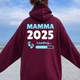 Futura Mamma 2025 Loading Mamma In Attesa Di Un Bambino Felpa con cappuccio oversize da donna con stampa posteriore Maroon
