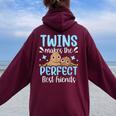 I Gemelli Sono I Migliori Amici Perfetti Sarcastico Umorismo Felpa con cappuccio oversize da donna con stampa posteriore Maroon