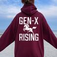 Gen X Rising Horse Unite Angry Fed Up Generation X Saying Women Oversized Hoodie Back Print Maroon