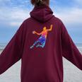 Giocatore Di Pallamano Sport Pallamano Felpa con cappuccio oversize da donna con stampa posteriore Maroon