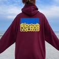 Girasol Bandera Ucrania Lindo Floralintage Ucrania Women Oversized Hoodie Back Print Maroon