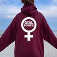Girl Power Carino Simbolo Femminileenere Uguaglianza Felpa con cappuccio oversize da donna con stampa posteriore Maroon