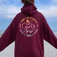 Girls Trip Friend Beach Drinks Vacation 2024 Girls Trip Women Oversized Hoodie Back Print Maroon