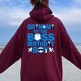 Grandma Of The Boss Birthday Boy Baby Family Decorations Women Oversized Hoodie Back Print Maroon