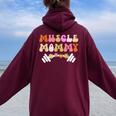 Groovy Muscle Mommy Funda Para Bomba De Gimnasio Levantamiento De Pesas Women Oversized Hoodie Back Print Maroon