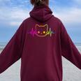 Heartbeat Cat Pour Hommes Et S Enfants Chatons Amoureux Des Chats Drôles Et Mignons Sweat à capuche oversize pour femme avec imprimé dans le dos Maroon