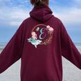 Iniziale E Sirena Alfabeto Lettera Regalo Ragazze Adolescenti Ad Felpa con cappuccio oversize da donna con stampa posteriore Maroon