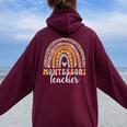 Insegnante Montessori Rainbow Leopard Istruttore Educatore Felpa con cappuccio oversize da donna con stampa posteriore Maroon