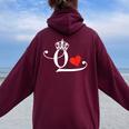 King & Queen Of Hearts Matching Couple Saint Valentine's Day Women Oversized Hoodie Back Print Maroon