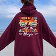 Let The 1St Grade Adventure Begin First Grade Teacher Women Oversized Hoodie Back Print Maroon