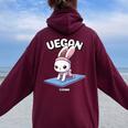 Lindo Conejito Fitnessegano Divertido Es Gimnasio Entrenamientos Women Oversized Hoodie Back Print Maroon