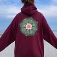 Lophophora Williamsii The Peyote Cactus Felpa con cappuccio oversize da donna con stampa posteriore Maroon
