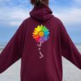Love Is Love Rainbow Girasole Lgbt Gay Lesbica Pride Regali Felpa con cappuccio oversize da donna con stampa posteriore Maroon