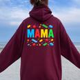 Mama Master Builder Building Bricks Blocks Women Oversized Hoodie Back Print Maroon
