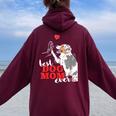 Mamma Del Miglior Pastore Australiano Pastore Australiano Felpa con cappuccio oversize da donna con stampa posteriore Maroon